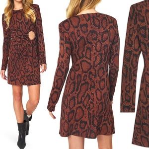 Danielle Bernstein Women’s Black Brown O-Ring Cutout Animal Print Mini dress M